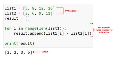 how to subtract values in two lists python
