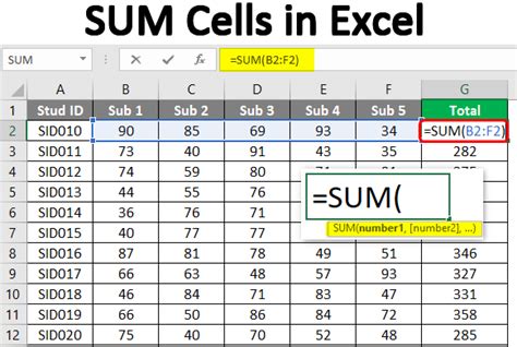 how to sum a cell in excel