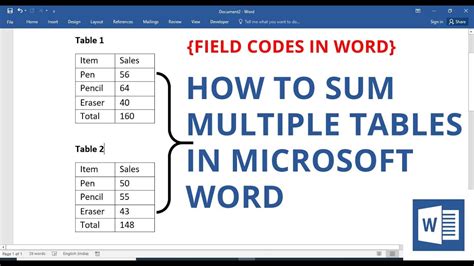 how to sum figures in word table