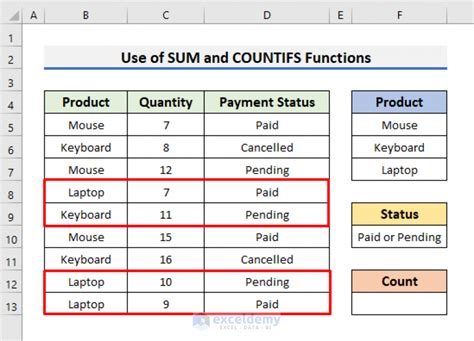 how to sum multiple countifs in excel