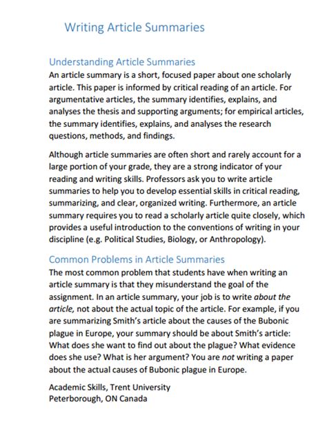 how to summarize an academic article