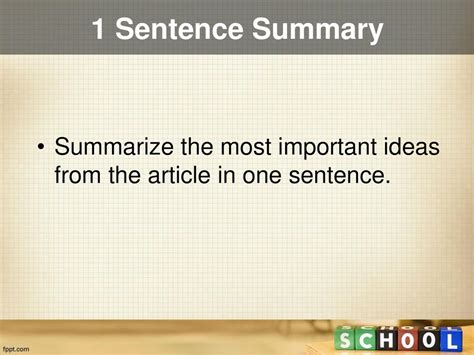 how to summarize an article in one sentence