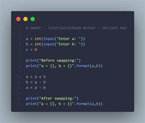 how to swap two variables without using third variable in python
