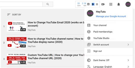 how to switch your youtube account to a different email