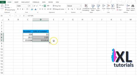 how to take 10 of a number in excel