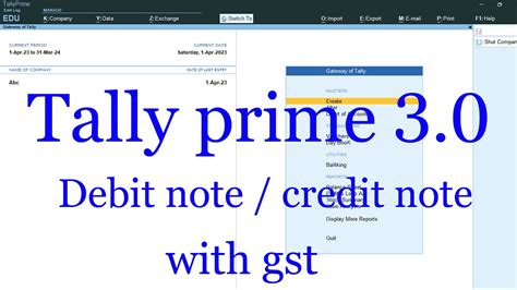 how to take debit note in tally prime