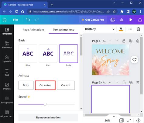 how to take off animation in canva