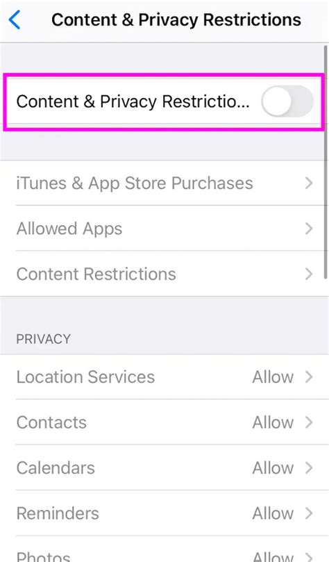 how to take off restrictions for apps on iphone