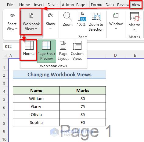 how to take out the page 1 watermark in excel