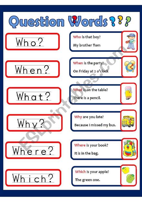 how to teach question words to kindergarten