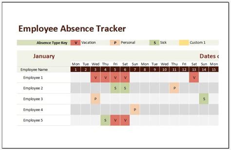 how to track employee absences in excel