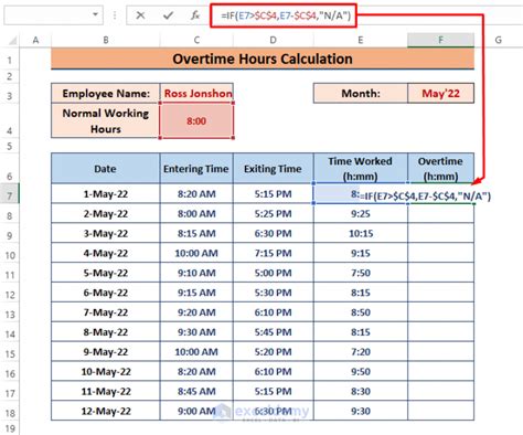 how to track overtime hours in excel