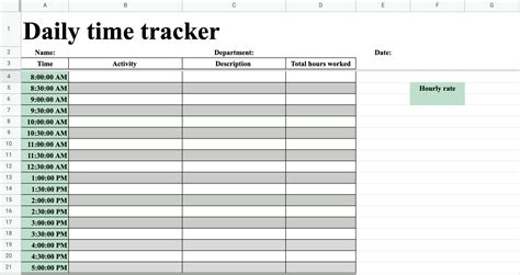 how to track work time in excel