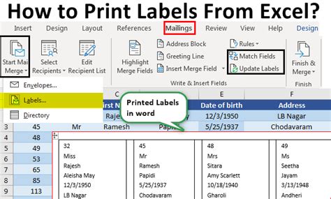 how to transfer address from excel to word labels