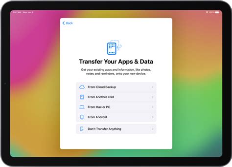 how to transfer apps from android to ipad after setup