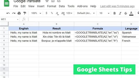 how to translate data in google sheets