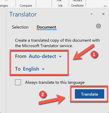how to translate in word