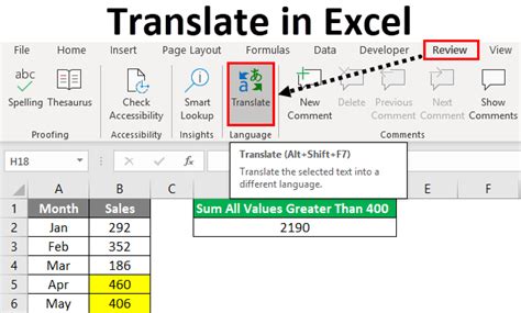how to translate to english in excel