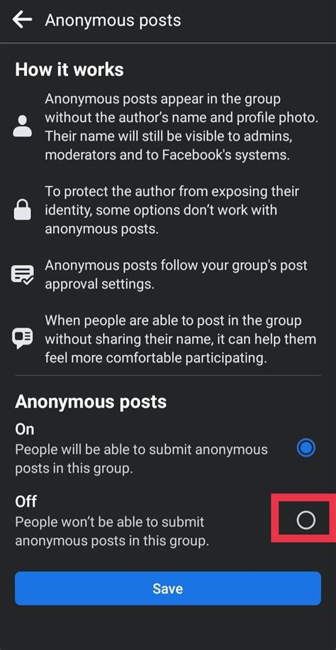how to turn off anonymous post in facebook group messenger