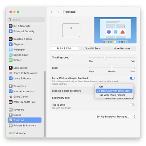 how to turn off dictionary on mac trackpad