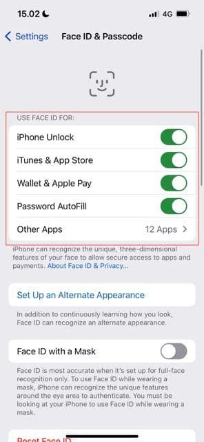 how to turn off face id and passcode on iphone 13