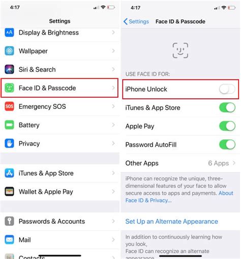 how to turn off face id and passcode on iphone 14