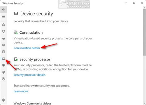 how to turn off memory integrity in windows 10