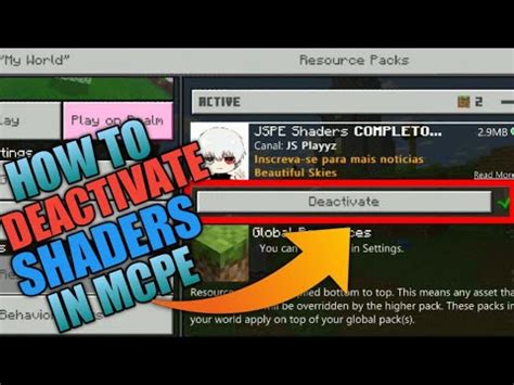how to turn off shaders in minecraft pe