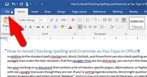 how to turn off spelling and grammar check on word
