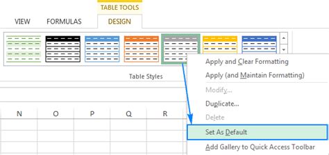 how to turn off table style in excel