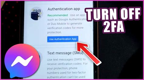 how to turn off two factor authentication on facebook messenger