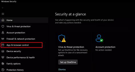 how to turn off windows defender app and browser control
