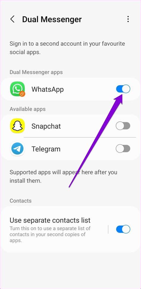 how to turn on dual messenger on android