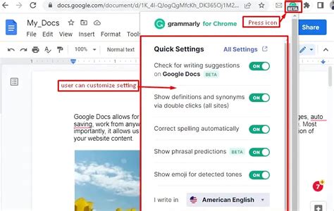 how to turn on grammar check in google docs