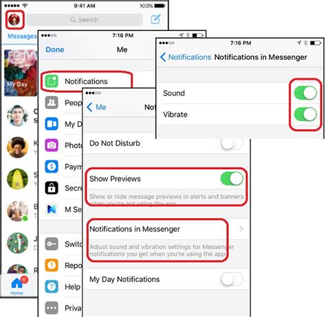 how to turn on messenger notifications on iphone