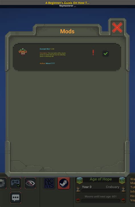 how to turn on mods worldbox
