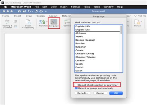 how to turn on spelling check in word mac