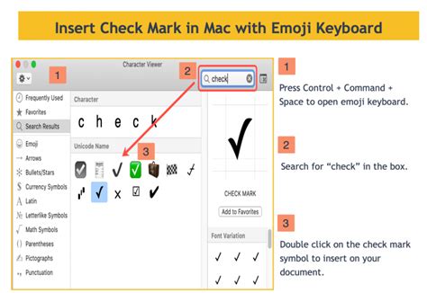 how to type a check mark in word on mac