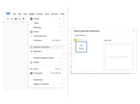 how to type a long dash in google docs