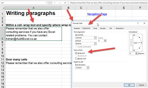 how to type a paragraph in a cell in excel