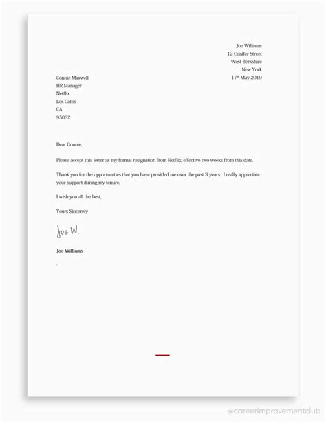 how to type a resignation email sample