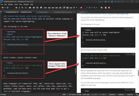 how to type code in markdown