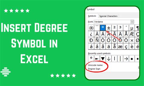 how to type degree symbol in microsoft excel
