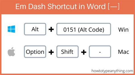 how to type em dash in word on mac