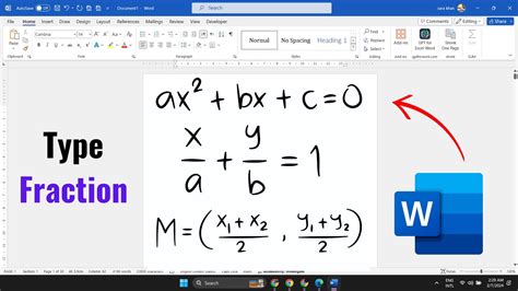 how to type fraction in ms word