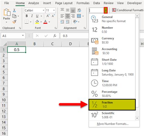 how to type mixed fraction in excel