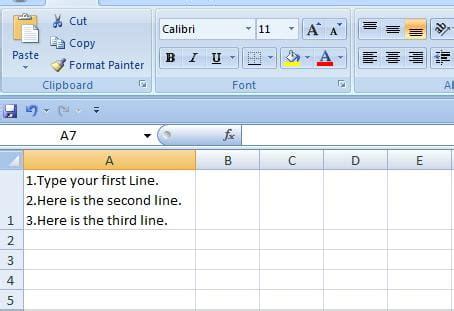 how to type more than one line in excel