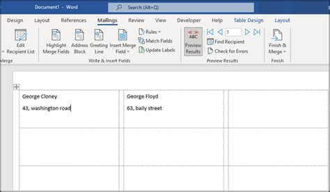 how to type multiple labels in word