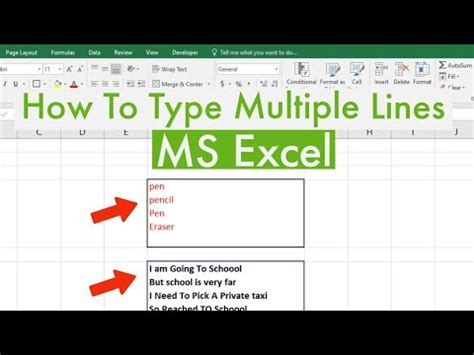 how to type multiple lines in a single excel cell