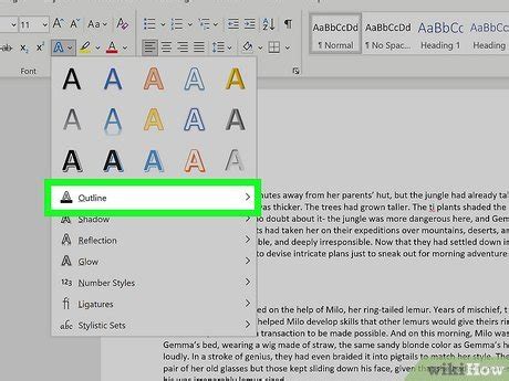 how to type outline letters in word